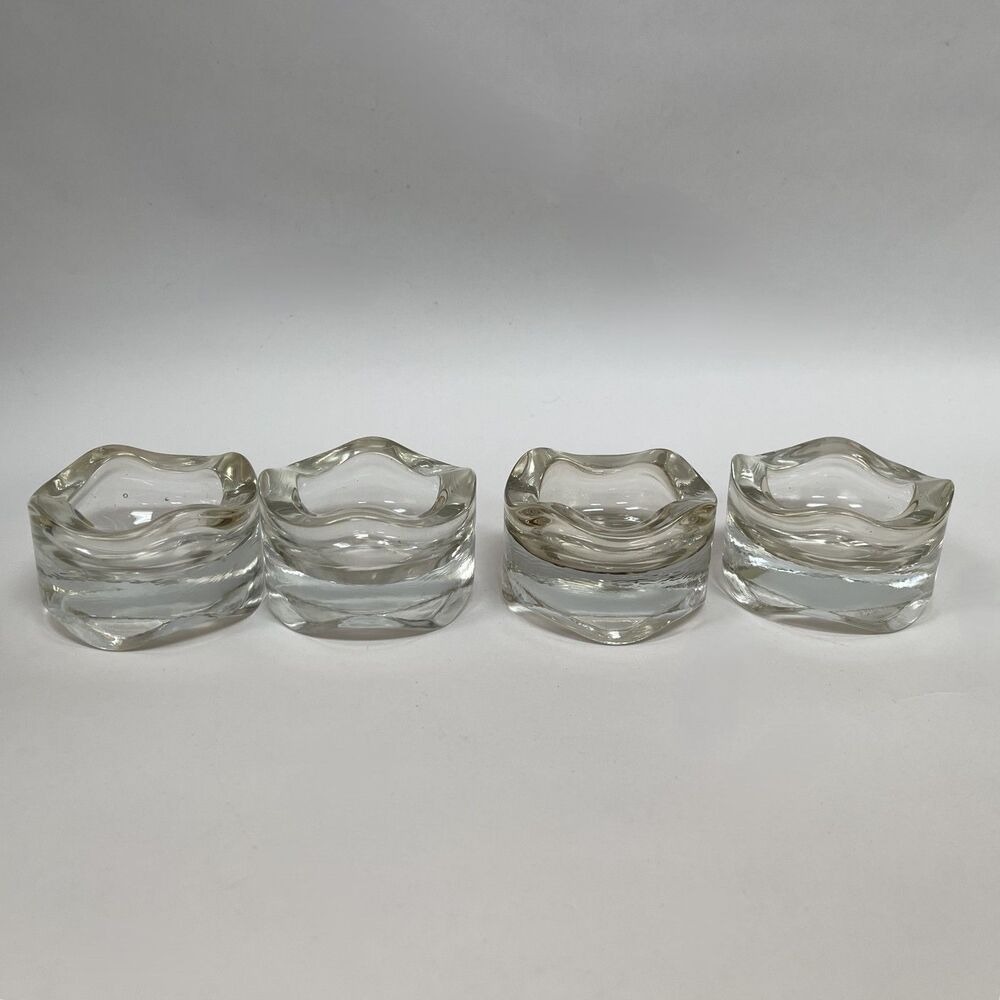 Clear Glass Votive Tea Light Candle Holders Wavy Edge 2 5/8" x 1 3/4" High Lot